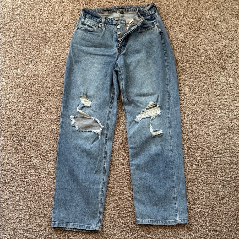 Wild Fable Light Blue Distressed Super High Rise Straight Jeans